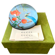 Authentic GUCCI Floral Bird Paperweight with Tian Print Blue Holiday Boxed Gift picture