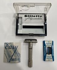 Vintage 1960 Gillette Fatboy Adjustable Shaving Razor F2 Case Booklet Blades EUC picture