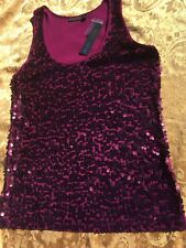 APT 9 SEQUIN BLOUSE TOP DEEP PURPLE SIZE XL SEXY VALENTINE TOP -LADY WOMAN TEEN picture