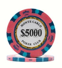 100 Da Vinci Premium 14 gr Clay Monte Carlo Poker Chips, Pink $5000 Denomination picture
