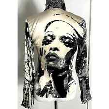 Roberto Cavalli silk printed snakeskin face blouse button shirt vintage XS picture