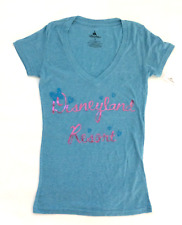 BNWT Disneyland Resort Women's V-neck t-shirt Sz Small Blue Minnie Bow new picture