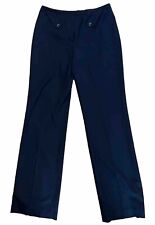 Escada Lightweight Navy Blue Virgin Wool Blnd Stretch Dress Straight Leg Pants 6 picture