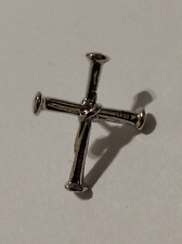 Small Silvertone Religious Cross Lapel Pin picture