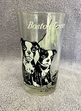 VINTAGE BOSTON TERRIER DRINKING GLASS PUPPIES ATE HAT MOM ON OPPOSITE SIDE picture