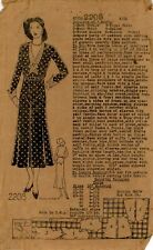Anne Adams 2208 Slim Frock w Contrast Collar & Cuffs c. 1931 SIZE UNKNOWN - READ picture