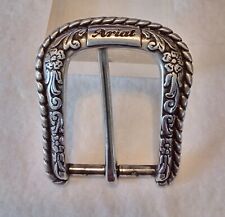 Silver Tone Ariat Western Belt Buckle With Flower Motif  picture