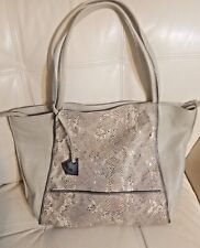 BOTKIER BAG LEATHER SOHO EXPOSED ZIP TRIM TOTE   SOFT GRAY METALLIC  picture