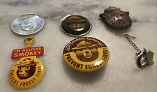 Vintage Smokey The Bear Help Prevent Forest Fires Pinback Button Pin Mix Lot picture
