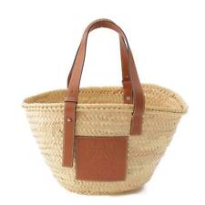 Loewe Anagram Basket Medium Raffia Leather Bag Natural Used Appraised Guaranteed picture