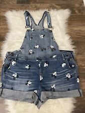 Disney Plus Size 22 Mickey Mouse All Over Denim Jean Overalls Shorts picture
