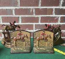 antique Hubley bookends, The Fox Chase, c. 1925, #215, painted Cast Iron picture