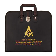Masonic Hand Embroidered Square & Compass Masonic Apron Case with Handle [BLACK] picture