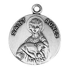Beautiful St Agnes Medal Size .75 in Dia and 18 in Chain Catholic Gift picture