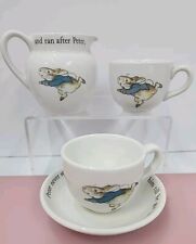 Lot Of 4 Wedgwood Peter Rabbit Child Tea Cup, Saucer, Creamer Set Beatrix Potter picture