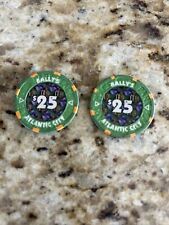 (2) $25 Bally’s Atlantic City New Jersey Casino Chips Authentic picture