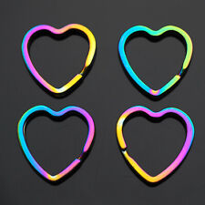 4pcs Heart Shaped Split Rings Key Ring Keychain - Rainbow Neon Color picture