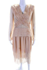 Oscar de la Renta Womens Tiered Ruched Eyelet Wrap Mesh DressPink Size 12 picture