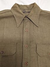 VINTAGE WW2 40S US MILITARY ARMY COMBAT FIELD SHIRT WOOL BUTTON UP BROWN 44