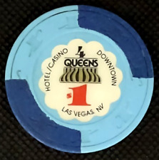 4 Queens $1.00 Casino Poker Chip Las Vegas Nevada Baby Blue Dark Blue picture
