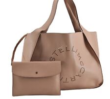 Authentic Stella McCartney Punching Logo Shoulder Tote Bag Leather Pink 9932F picture