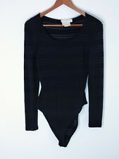 ESCADA Margaretha Ley womens 36 small Black body suit sheer striped long sleeve picture