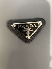 Prada Milano Logo Small Button Plate Metal Emblem Triangle Plate Black/Silver picture