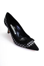 Manolo Blahnik Womens Suede Houndstooth Pointed Toe Heels Pumps Black Size 36 6 picture
