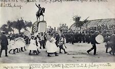 1905 GENERAL SLOCUM STATUE BROOKLYN NY*PARADE*AMERICAN FLAGS*NOT RPPC*POSTCARD picture