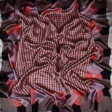 Designers pure mulberry silk satin fabric. Geometric. Made in Italy Panel Defect picture