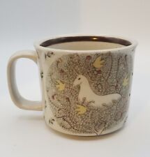 Vintage Otagiri Ceramic Mug - Unicorn, Doves, Nature, Fantasy picture