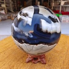 1060g RARE Natural blue Volcanic Rock agate Sphere Quartz Crystal Ball Healing picture