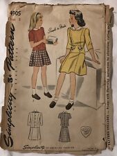 Vintage Simplicity 15c Pattern 4905 Girls Two Piece Dress Simple Size 8 picture