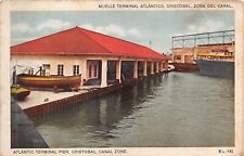 Panama Canal CRISTOBAL Harbor Atlantic Terminal Pier Cargo Ships c1920 Postcard picture