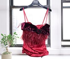 Dolce & Gabbana Vintage Red Silk Feather Embellished Corset Top picture