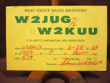 Vintage 1960s QSL Radio Card W2JUG W2KUU DAVE WA2HJF, BURLINGTON, NJ NEW JERSEY picture