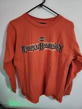 Harley Davidson Orange Long Sleeve T-Shirt Size Medium picture