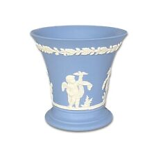 Wedgwood Blue Jasperware Four Seasons Cherub Angels Vintage 3.5” Vase England picture