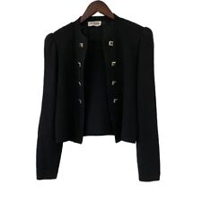 Vintage St. John Santana Knit Open Front Jacket Sz 6 Black Embellished Evening picture
