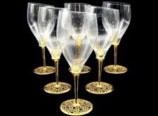 Merdinger Arabesque 18k Gold Electroplated Luxury White Wine Glasses Set of 6 picture