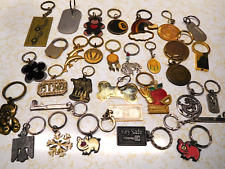 ~ 32 Vintage Various Metal Keychains ~ Rainbow, 8-Ball, Pigs, Snowflake picture