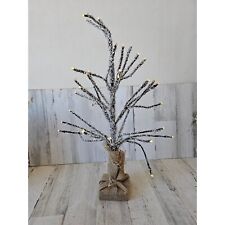 Pottery Barn crystal light icicle tree burlap Xmas large decor picture
