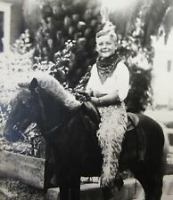 Vintage Young Cowboy Outfit Photo Boy Horse Alpaca Chaps Leather Cuffs 1920-30's picture