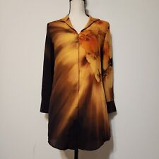 Akris 100%  Silk Tunic Top Art to wear floral Flame Ombre SZ S picture