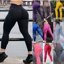 Women High Waist Yoga Pants Fitness Leggings Ruched Push Up Exercise Trousers g3 picture