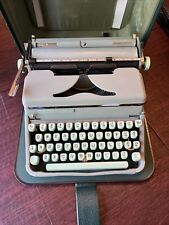 Vintage 1958 Hermes 2000 Manual Typewriter w/ Green Case, Manual (copy) & Key picture