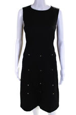 Valentino Womens Back Zip Scalloped Rockstud Knit Sheath Dress Black Size 4 picture