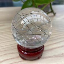 180g Natural Rare Black Crystal Ball Quartz Sphere Specimen Reiki Healing picture