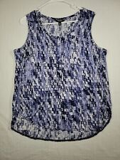 Simply Vera Wang Women Sleeveless Blouse Top Shirt Size Large Blue picture