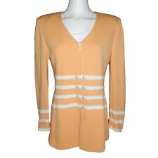 St John Collection Marie Gray Size 6 Orange Knit Jacket Blazer Wool Rayon Blend picture